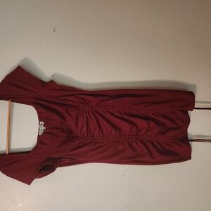 Almost Famous Red Ruched Off-Shoulder Mini Dress